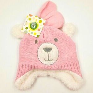 Little Me Pink & White Toboggan & Gloves